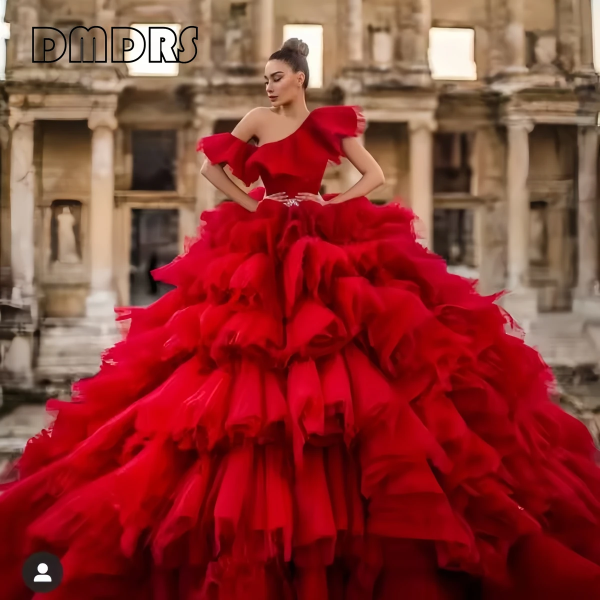 

Exaggerated Tiered Tulle Prom Dress for Women Ball Gown Long Train Evening Party Dresses Customized Photo Shoot Dresses