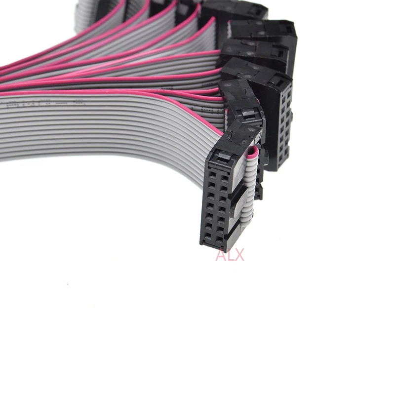5pcs fc-14p 30cm 2.54mm Pitch Jtag Avr Isp Download Cable 14p Wire 14pin Gray Flat Ribbon Data Cable For Dc3 Idc Box Header