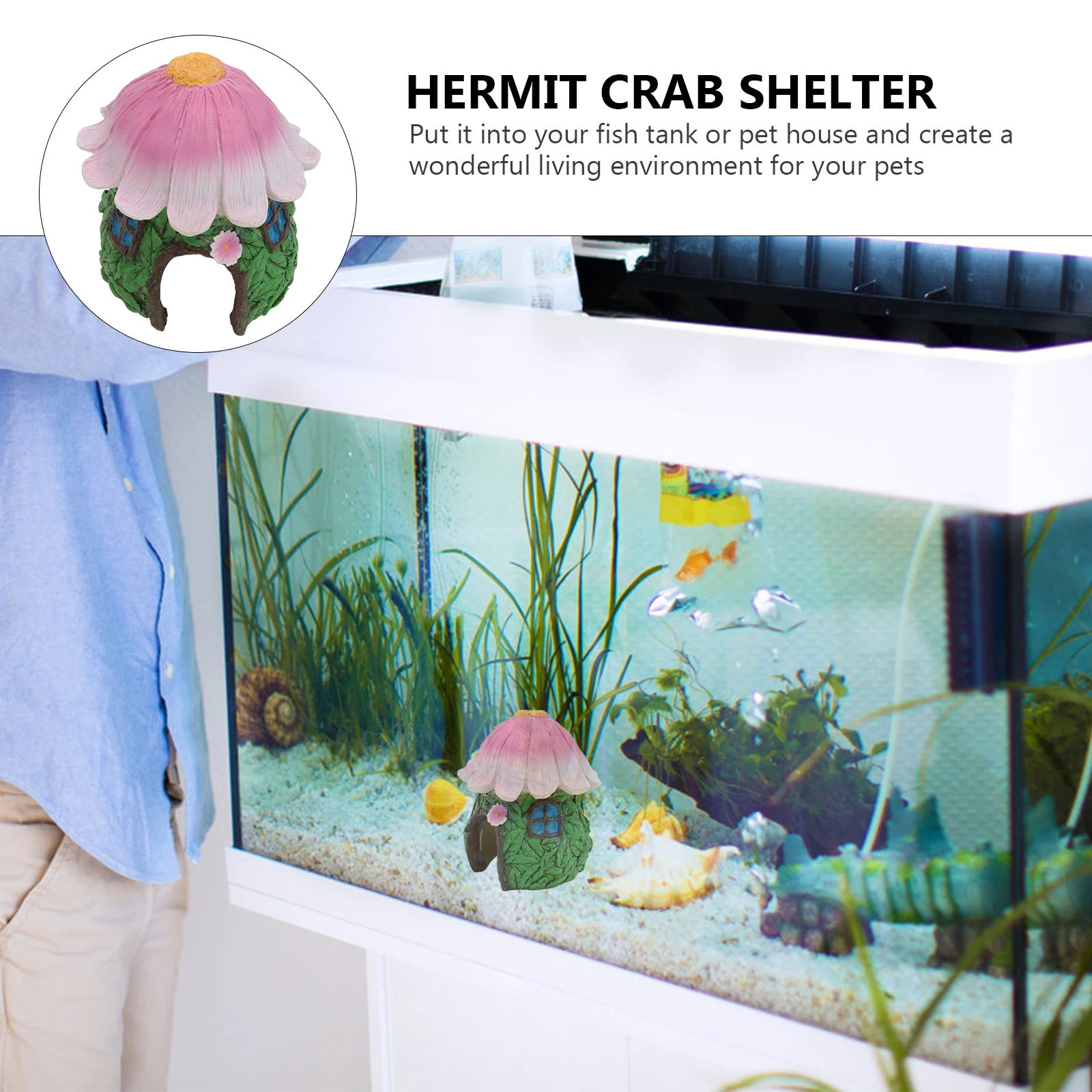 

1pc Resin Pet Shelter House Decor Crab Shelter Aquarium Ornament Fish Tank Decor Reptile Supply Landscape Hiding House