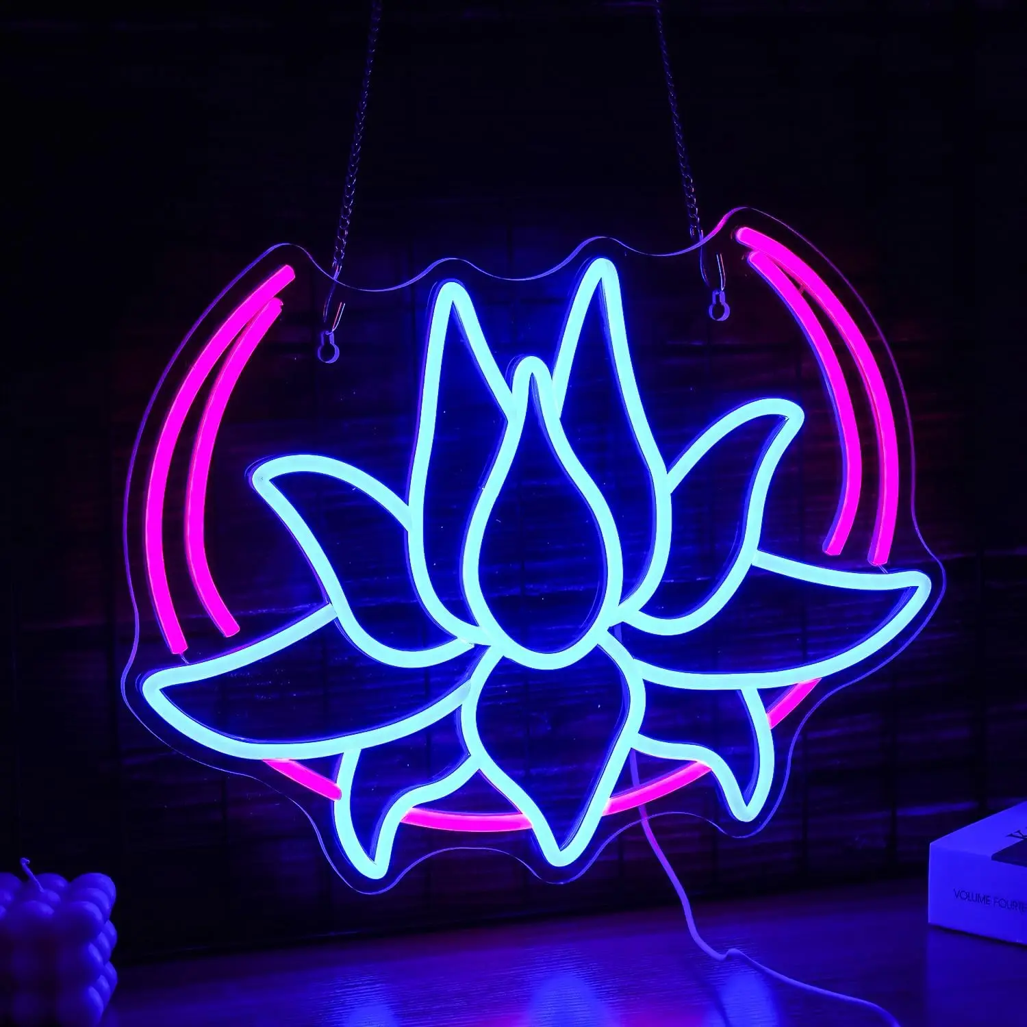 Lotus Flower Neon Sign USB LED Yoga Meditation Wall Light for Bedroom Living Room Spa Zen Aesthetic Decor Gift Night Light