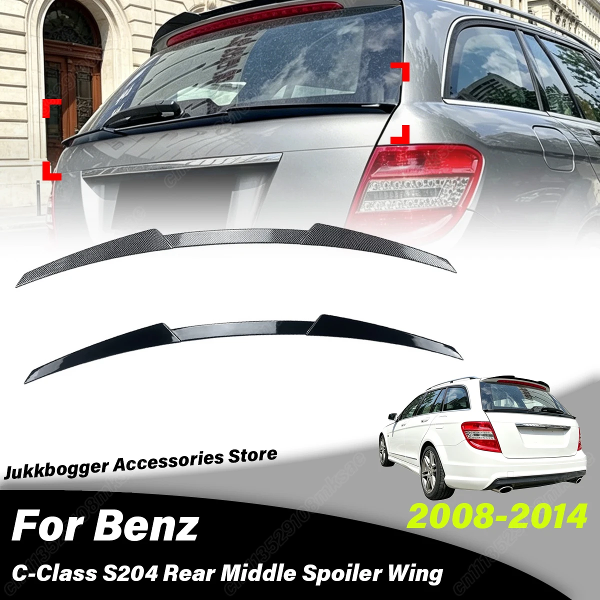 

For Mercedes Benz S204 2008 2009 2010 2011 2012 2013 2014 Automobile Rear Middle Spoiler Wing External Decoration Accessories