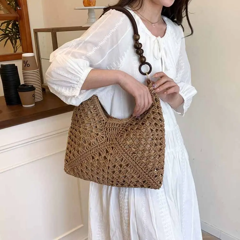 

Hollow Out Straw Woven Bag Tote Bag Large Capacity Bohemian Beach Bag Beach Handbag Bucket Bag Hollow Shoulder Bag Shopping