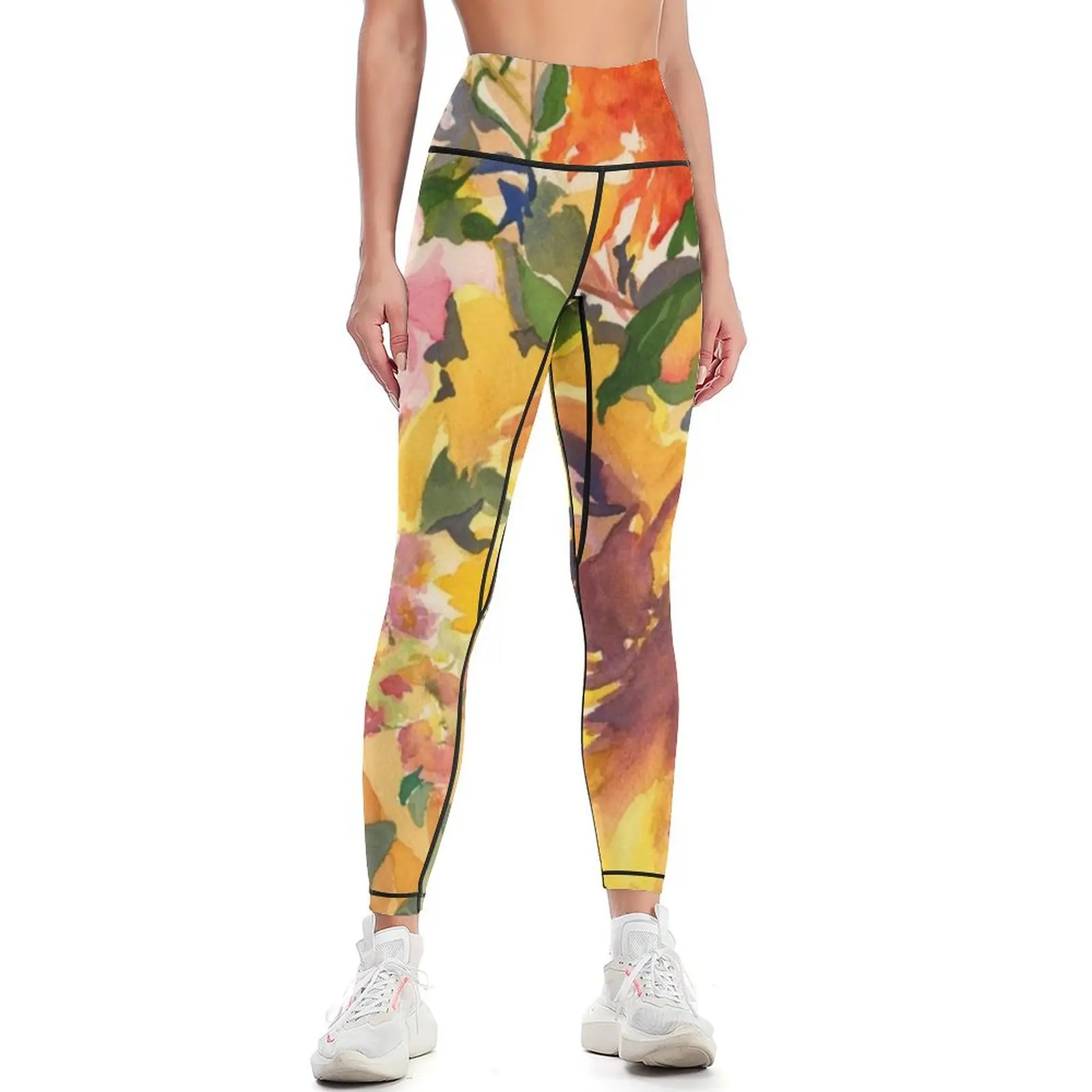 Yellow Blossoms Leggings Fitness's gym clothes Legging sexy woman Tight fitting woman Clothing fitness Womens Leggings