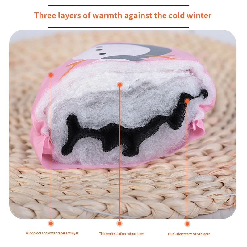 Cute Cartoon Children Ski Gloves Thicken Warm Kids Mittens 2-5Year Boy Girl Winter Windproof Outdoor Sport Glove Baby Hand Cover