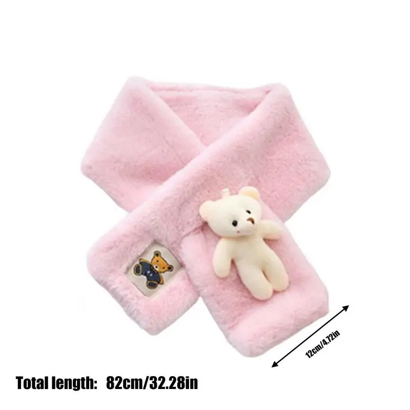 Kids Scarf Cozy Plush Bear Scarf With Imitation Rabbit Hair Lovely Neck Warm Scarves For Baby Girls Boys Autumn Winter