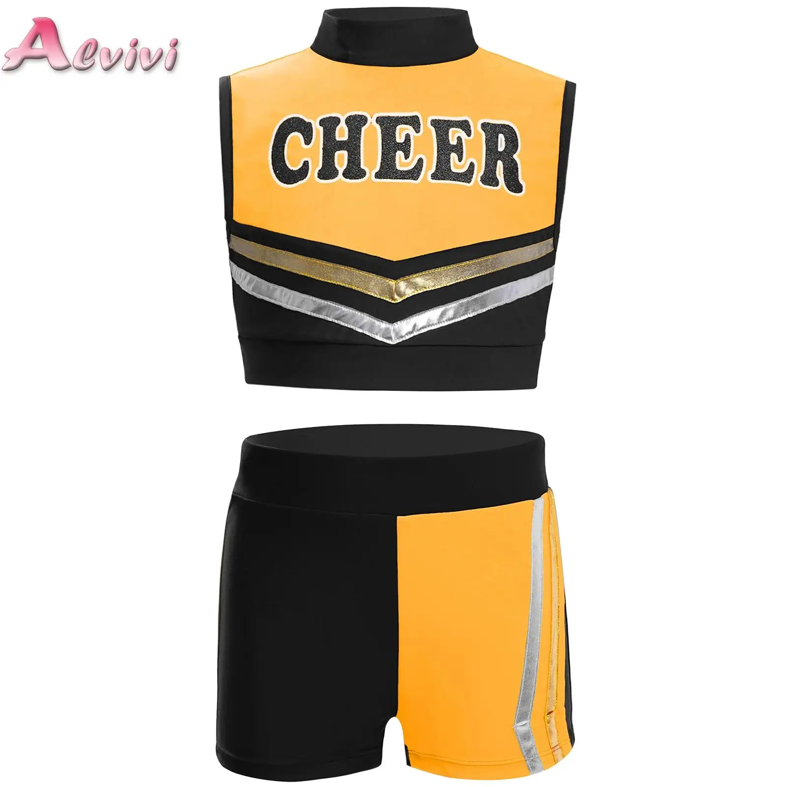 

High School Cheerleader Clothes Set Costume for Girl Halloween Cheer Uniform Dance Competition Team Sports Cheerleading Dress Up