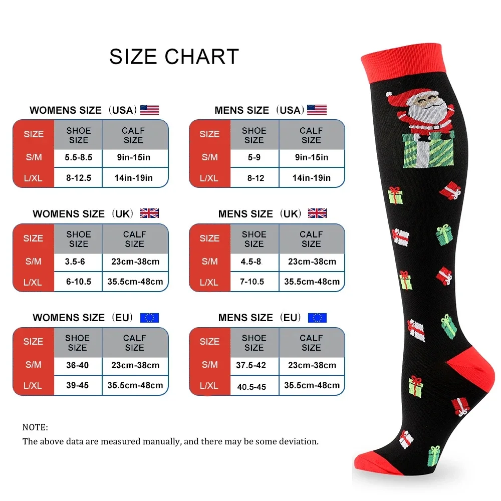 3/5/6 Pairs Compression Socks Halloween Christmas Socks Witch Pumpkin Snowman Tree Pattern Outdoor Hiking Socks Men Women Gifts