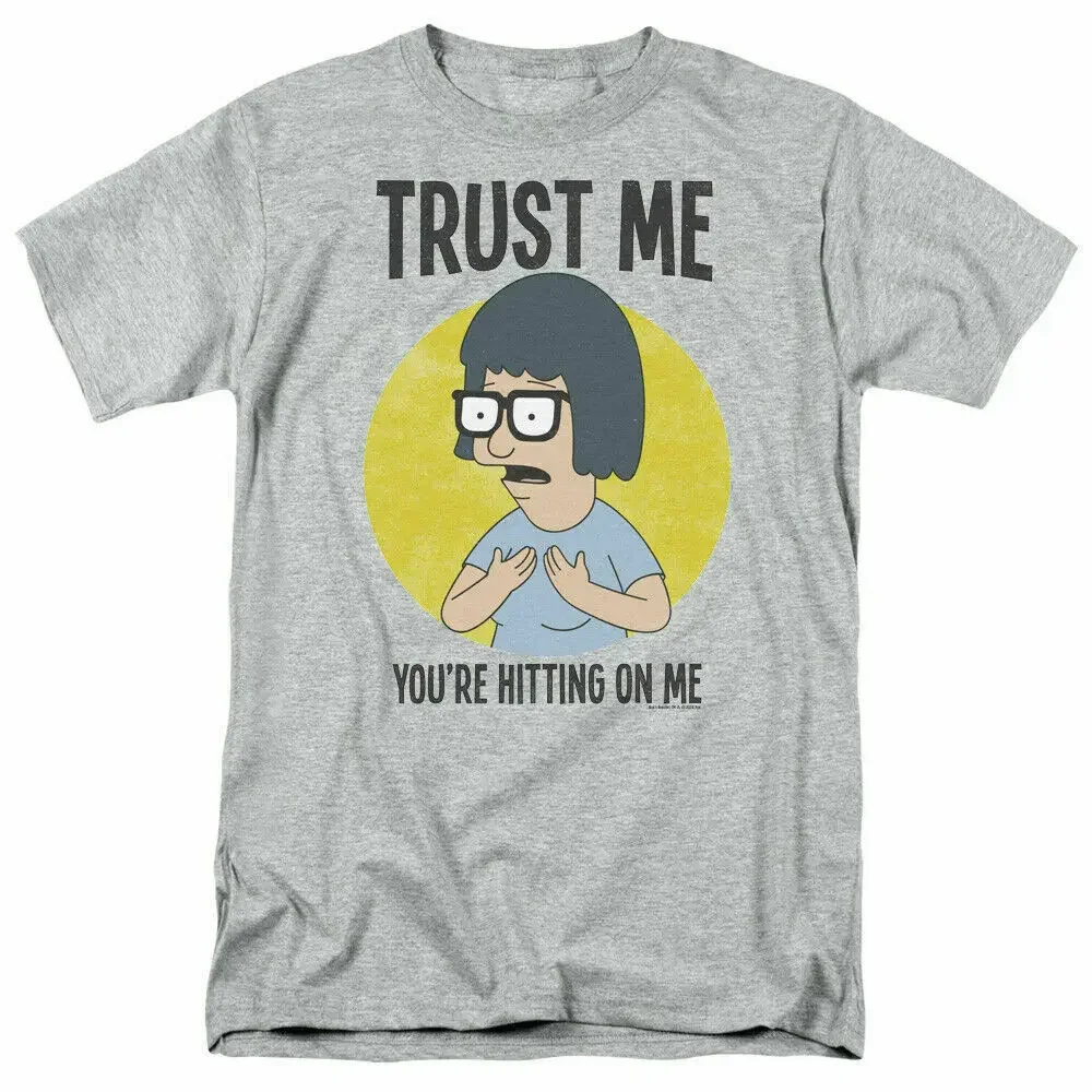 ob's Burgers Trust Me T Shirt Mens Licensed Cartoon Merch Tina Belcher Gray