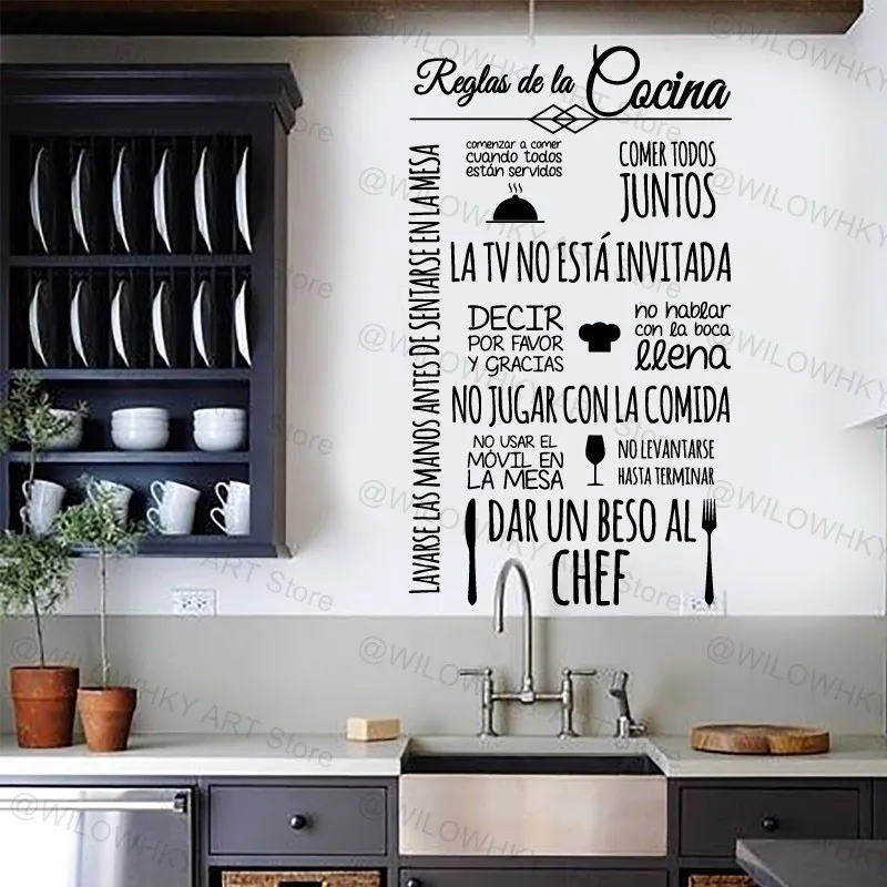 Kitchen Rules Vinyl Wall Decal Home Decor Wall Sticker Art Wallpaper Removable and Waterproof Unique Gift D12
