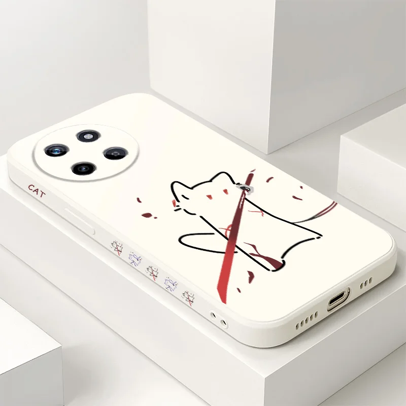 

Martial Arts Cat Phone Case For OPPO Realme 14 13 12 11 10 9 9i 8 8i 7 Pro Plus C35 C21Y C25Y C25 4G 5G Liquid Silicone Cover