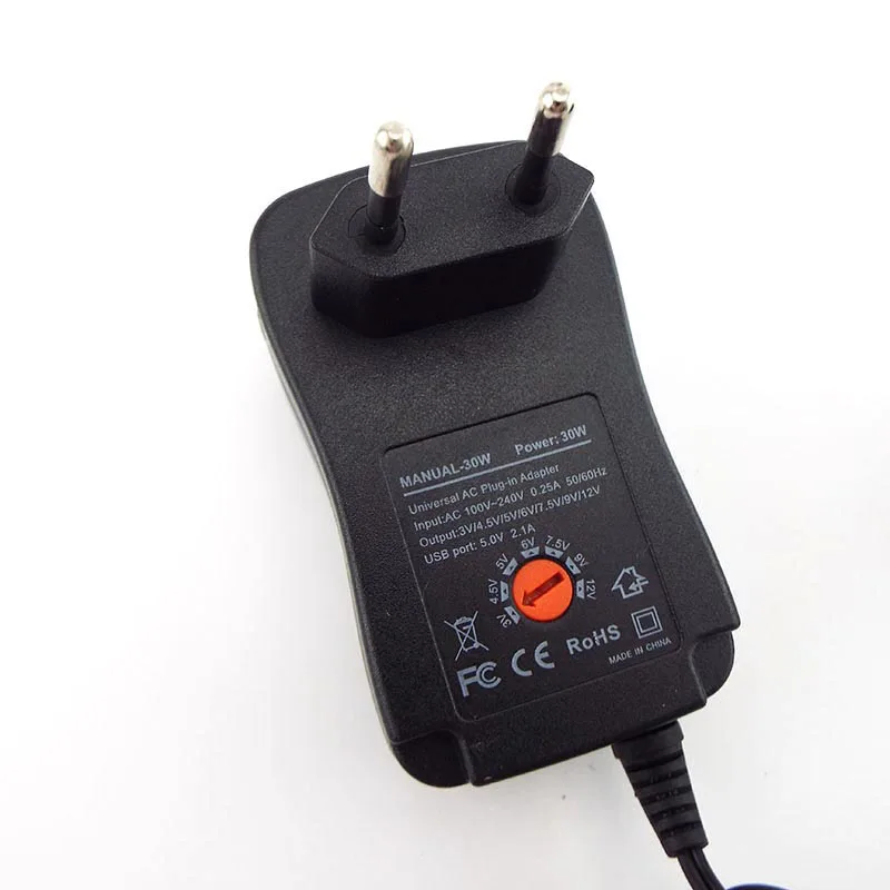 PC 노트북 CCTV 카메라 L용 범용 USB 전원 충전기, 조정 가능한 전원 공급 장치, AC/DC 어댑터, 3V, 4.5V, 5V, 6/7 V, 5V, 9V, 12V, 2A, 2.5A