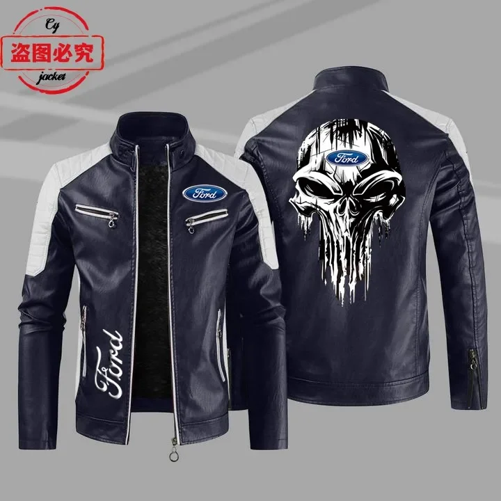 WRC rally Ford racing car logo pu leather jacket windproof autumn and winter men's jacket Ford car logo spring and autumn coat