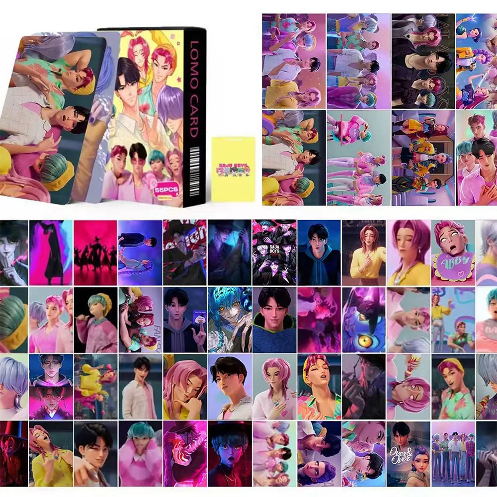 55枚入り KPOP デモンハンターズ サジャボーイズ レーザーカード 写真 LOMOカード 両面 高画質 コレクションカード ギフト おもちゃ