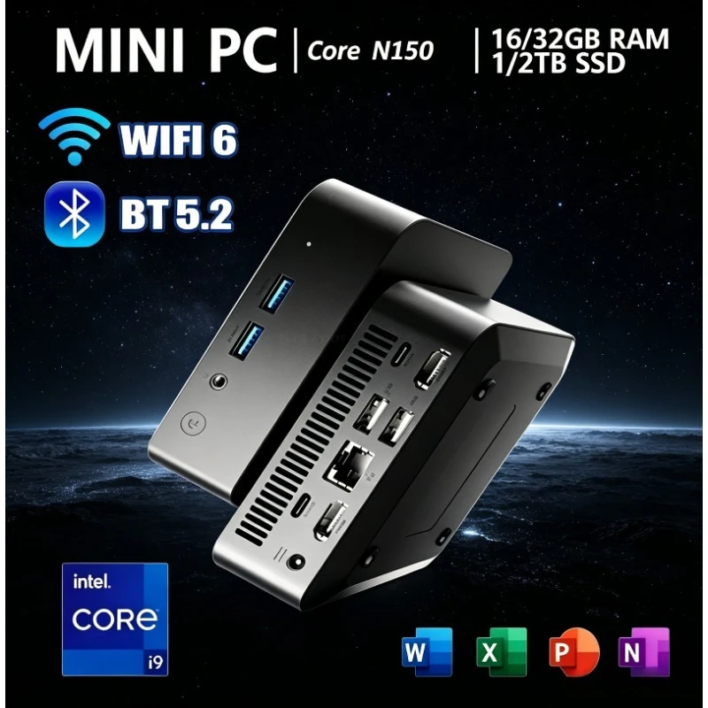 Windows 11 Pro RAM 1/2TB SSD WIFI 6 BT5.2 4K 60Hz HD Mini Gaming Office Study Pc Intel Core  N150 Portable Pc Computer