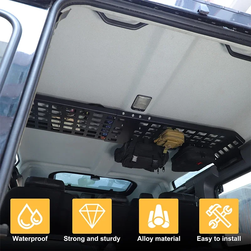 

Aluminum Alloy Black Car Trunk Roof Rack Storage Holder Bag Holder Car Accessories For Land Rover Defender 110 130 2004-2018