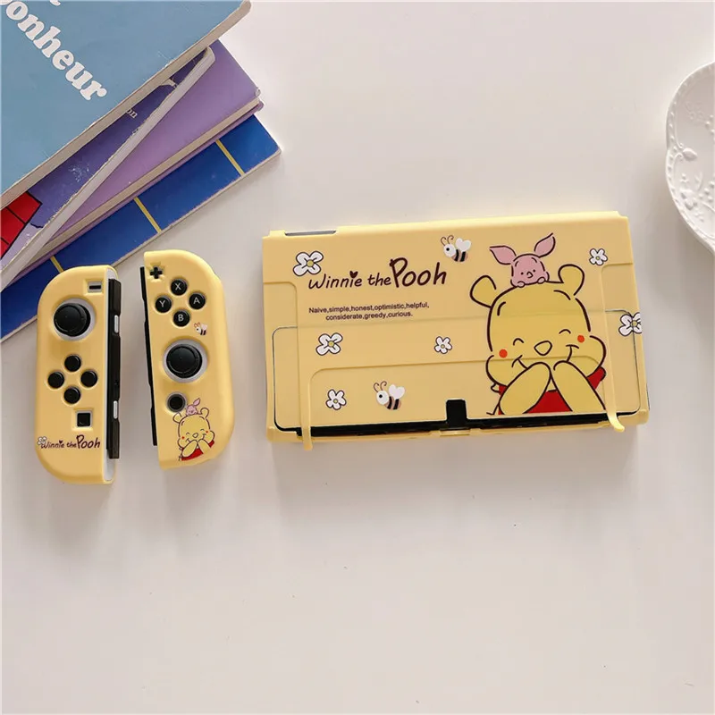 Disney Winnie the Pooh Hard Case Dock Station Cover Protective Shell for Nintendo Switch Oled NS Console Crystal Protector Skin