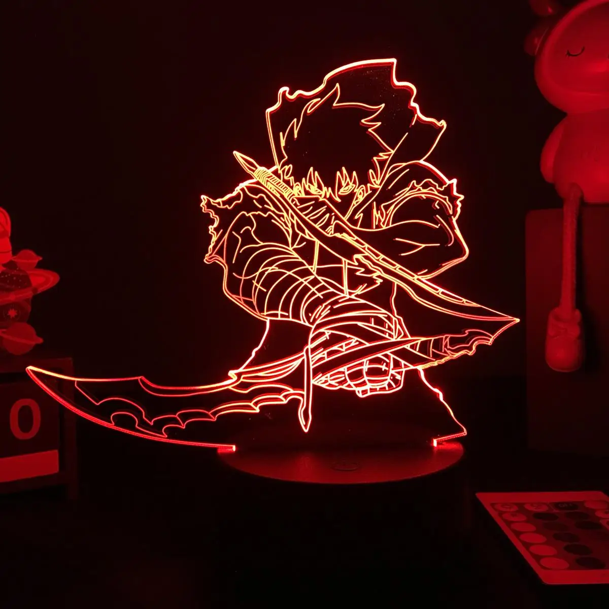 Anime Led Light Solo Leveling Acrylic Glowing Stand Sung Jin woo Action Figure for Kids Boys Bedroom Decor Manga Gifts