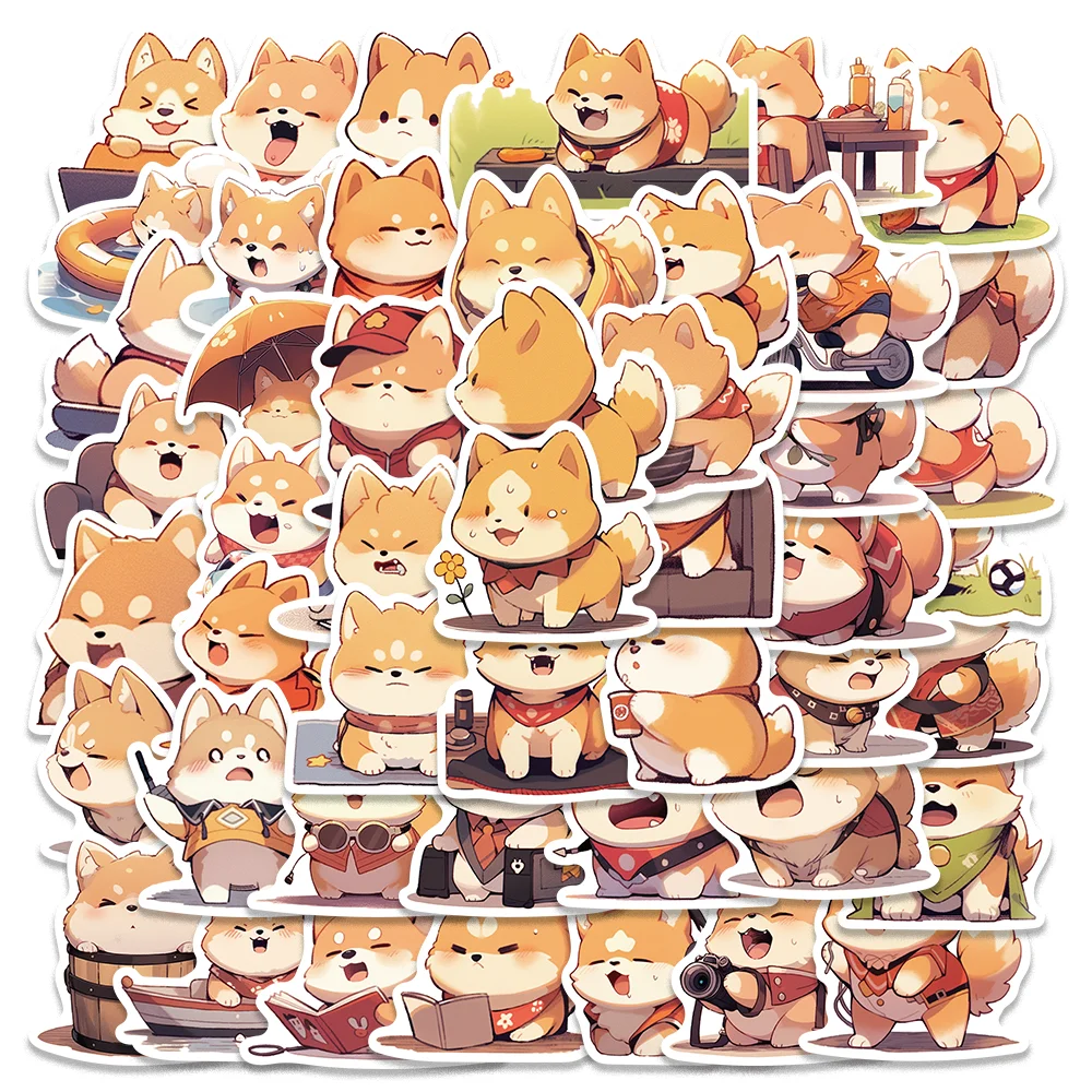 50pcs Cute Dog Animals Stickers Lovely Shiba Inu Sticker for Skateboard Guitar Diary Phone Case Scrapbook Waterproof DIY Gift