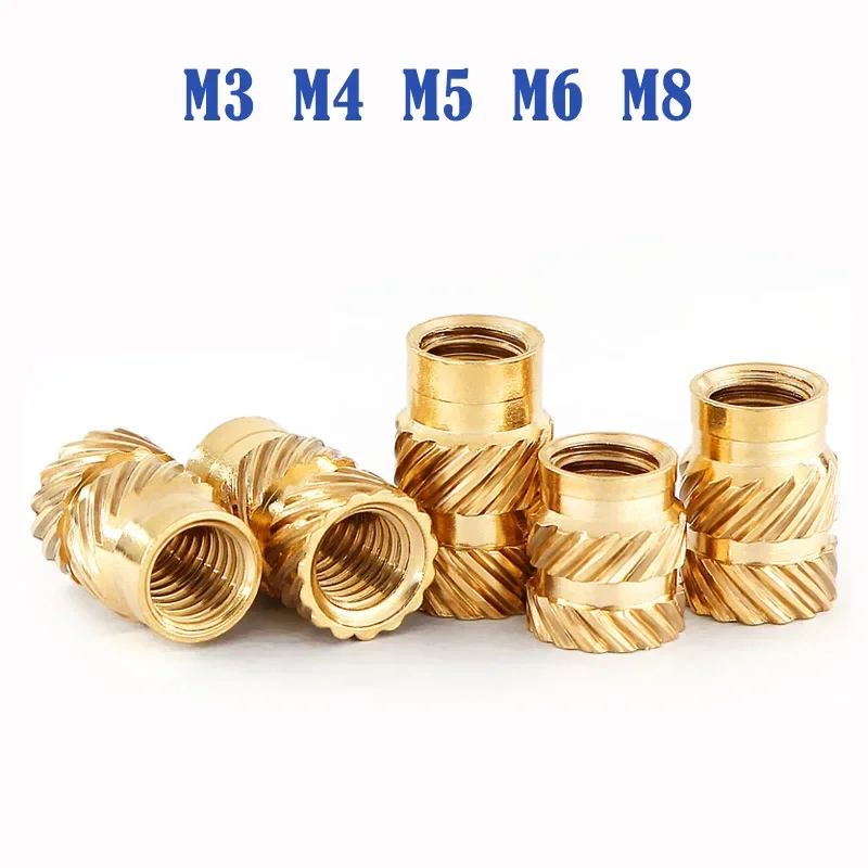 M3 M4 M5 M6 M8 Brass Hot Melt Insert Knurled Nut Thread Heat Molding Double Twill Injection Embedment Nut For 3D Printer