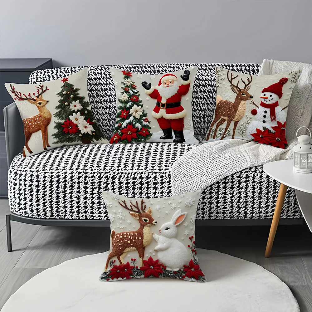 45x45 سنتيمتر عيد الميلاد وسادة تغطي أريكة وسادة الحالات سانتا كلوز ثلج الأيائل عطلة ديكور المنزل هدية