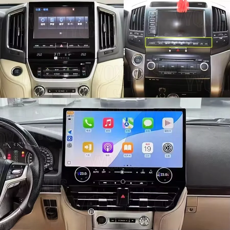 

19.8'' Android-магнитола с большим экраном для Toyota Land Cruiser LC200 2008-2015, мультимедийный проигрыватель, CarPlay, GPS-навигация, Bluetooth