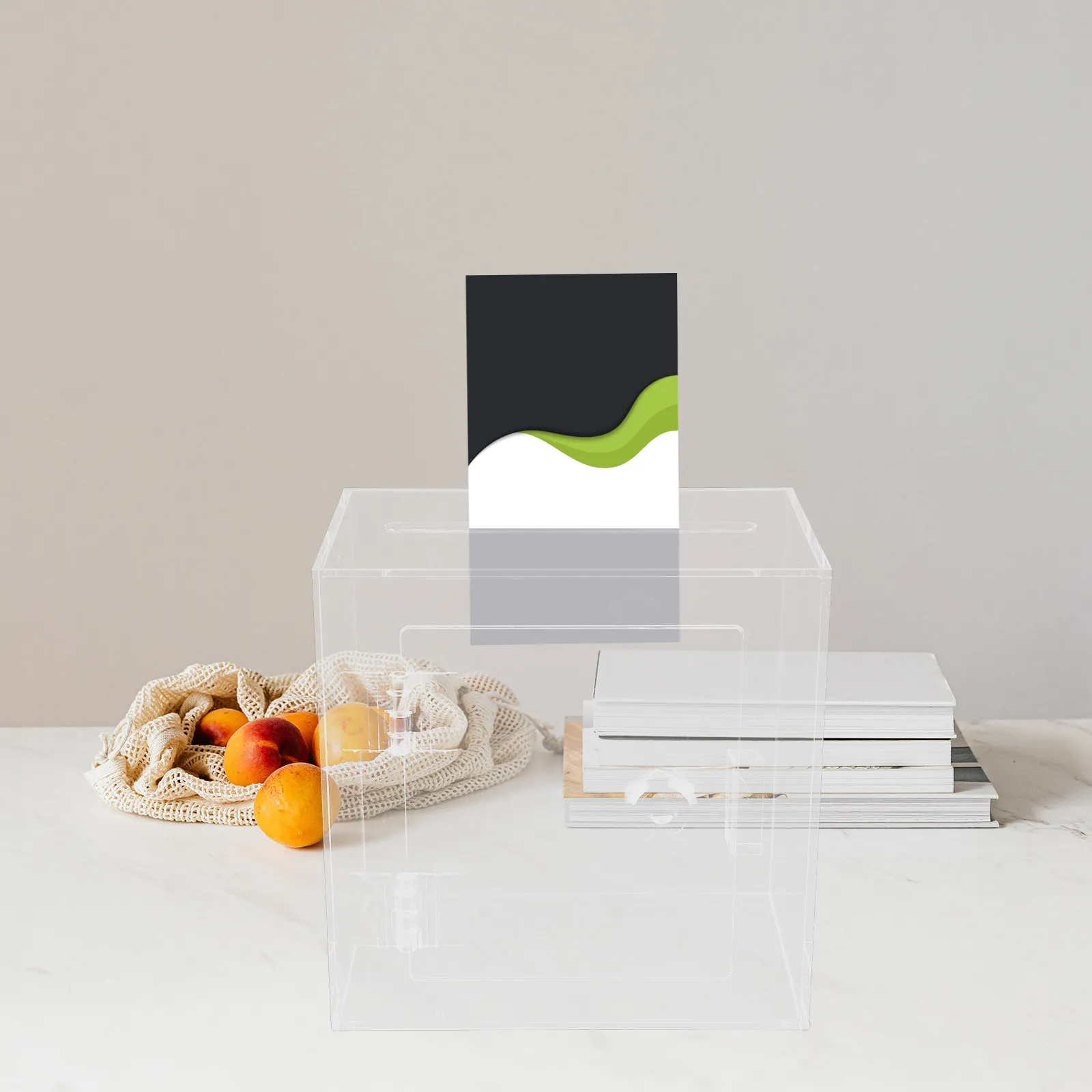 Lockable Donation Box Acrylic Clear Fundraising Ballot Suggestion Complaint Letter Box Public Voting Storage Donation Boxes