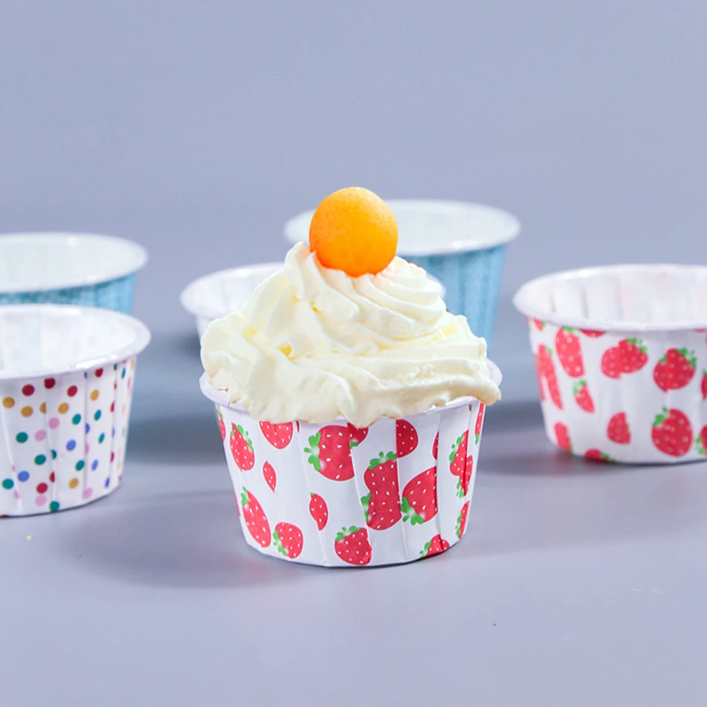 

200 Pcs Oil Paper Cup Ice Cream Cups Wedding Baking Cupcake Small Roll Edges Muffin
