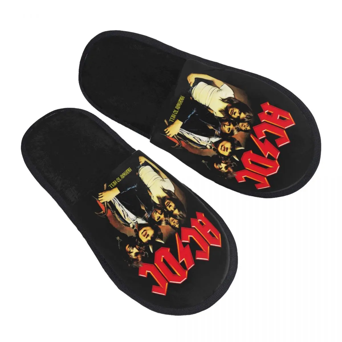 Custom Vintage Rock AC/DC Soft Memory Foam House Slippers Women Heavy Metal Music Band Comfy Warm Anti-skid Sole Slipper