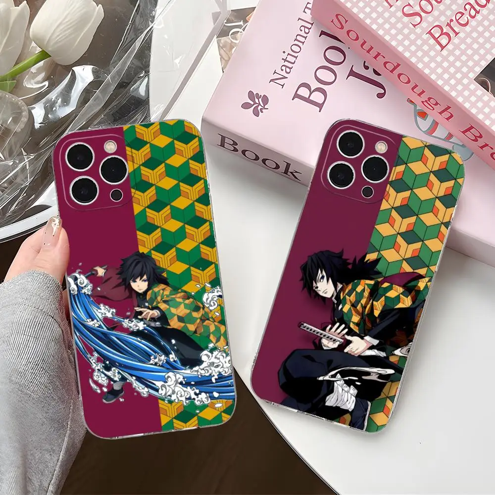 

Чехол для телефона Demon Slayer Giyu Tomioka для iPhone 16, 15, 14, 13, 12, 11 X XR XS 8 6 Pro Max Plus, мини-прозрачный цветной защитный чехол