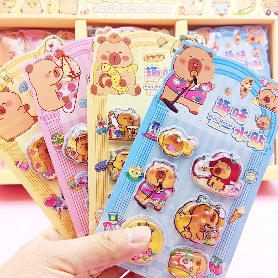 

3D-наклейки с капибарой, вибрирующие, водные, милые, мультяшные, с алмазным блеском, креативные, забавные, для декора, канцелярские товары, для дневников, рисования, подарки для студентов