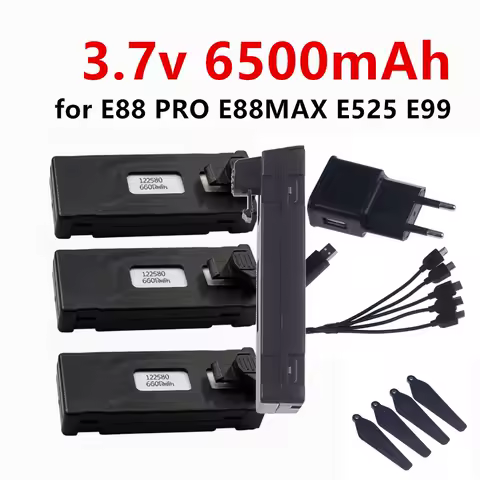 NEW 2026 E88 Battery 3.7V 6500mah For E88 E88PRO E99 E525 E100 S98 F185 F195 RC Quadcopter Parts 1S 3.7V Rechargable Battery