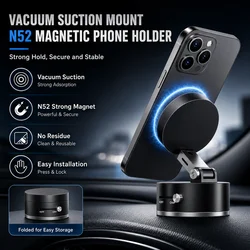 Mini Vacuum Double Side Magnetic Suction Cup Holder Foldable Kitchen Lazy Phone Bracket  For iPhone Android Smartphone