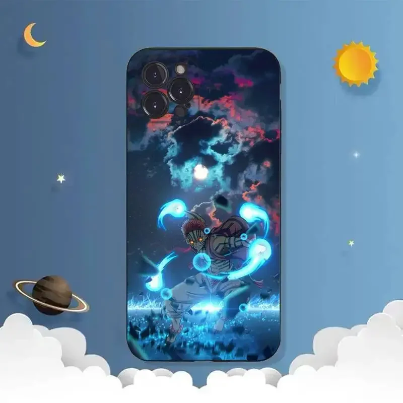 D-Demon Slayer Akaza Phone Case For iPhone 11 12 Mini 13 14 15 PRO XS MAX X XR 6 7 8 Plus Black Shell