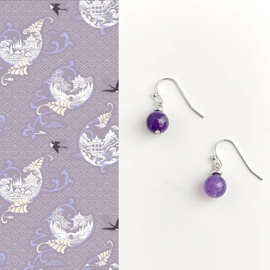 Оригинальные серьги ручной работы из натурального аметиста, отбеливающие фиолетовые ушные крючки в стиле ретро и элегантные классические украшения