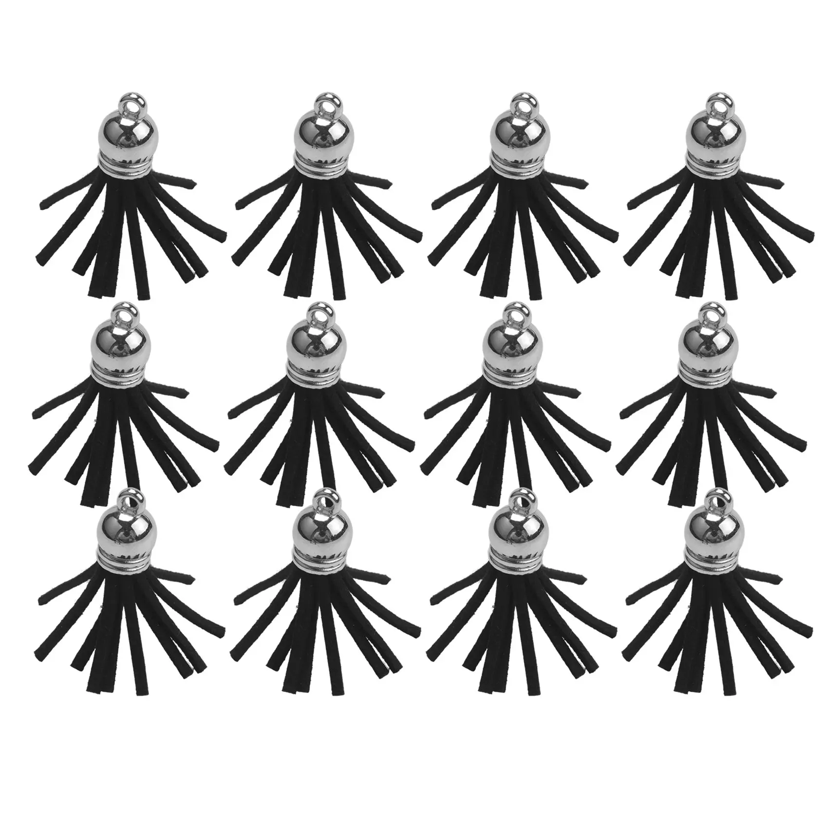 100Pcs Keychain Tassels Faux Suede Leather Tassel Pendants Keychain Decoration for DIY Crafts Making Supplies (Black)