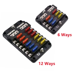 Car Blade Holder Fuse Box 6 Ways 12 Ways Blade Fuse Block 12V 32V Holder M5 Stud With LED Indicator Light For Auto Car Marine