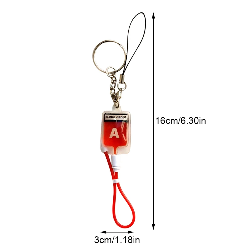 Creative Blood Type Keychian Plasma Pack Blood Bag PVC Pendants DIY Man Jewelry Accessories Gift Woman Charms Ornament Key Chian