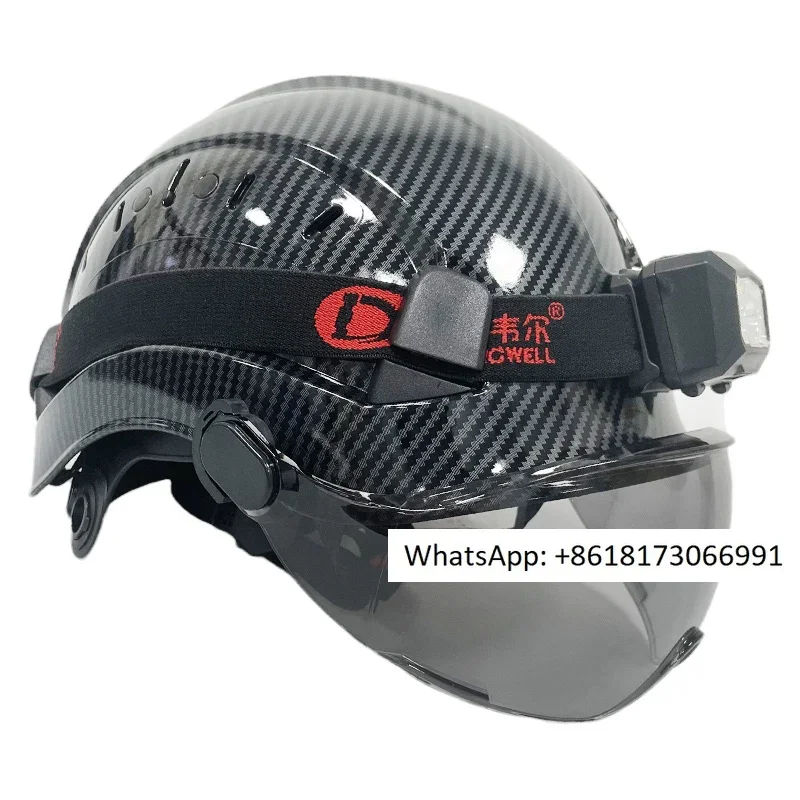 

ABS carbon fiber color fashionable safety helmet, national standard eye protection, anti impact breathable with headlights