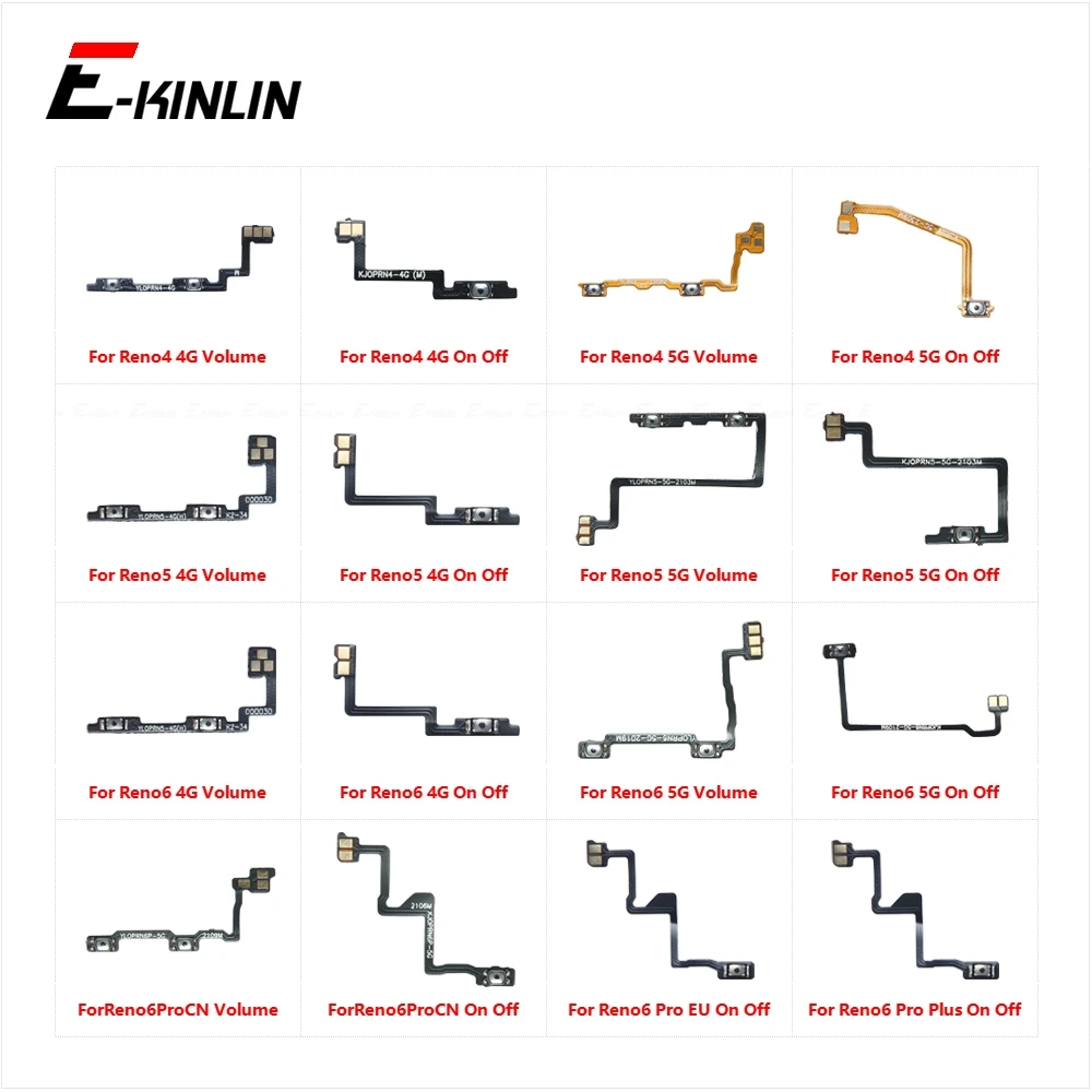 Mute Switch Power Key For OPPO Reno 4 5 6 Pro Plus ON OFF Volume Button Control Flex Cable Parts