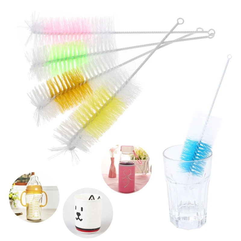 2Pcs Baby Nipple Bottle Brush 360 Degree Cleaner 30cm Long Handle Nylon Cleaning Brushes Baby Milk Bottle Nipple Cleaning Tool