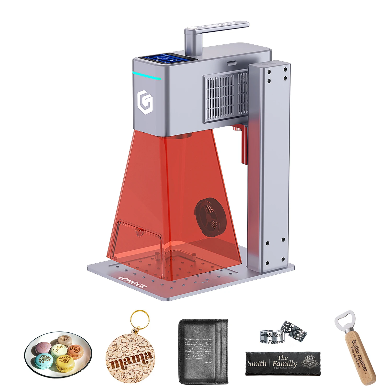 LONGER Nano Duo AI Lasergraveer- en snijmachine, 20W blauwe diodelaser + 2W IR-laser, 300 × 300 mm werkruimte, 16MP AI-camera, 10000 mm/s, 0,00199 mm nauwkeurigheid, verticaal snijden voor hout,