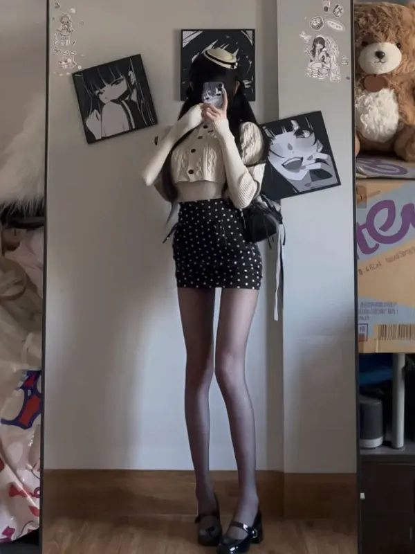 

Ретро-комплект из двух предметов: вязаный свитер с высоким воротом и пальто, модный, теплый, на хлопковой подкладке, с пуговицами, для школы, работы, путешествий