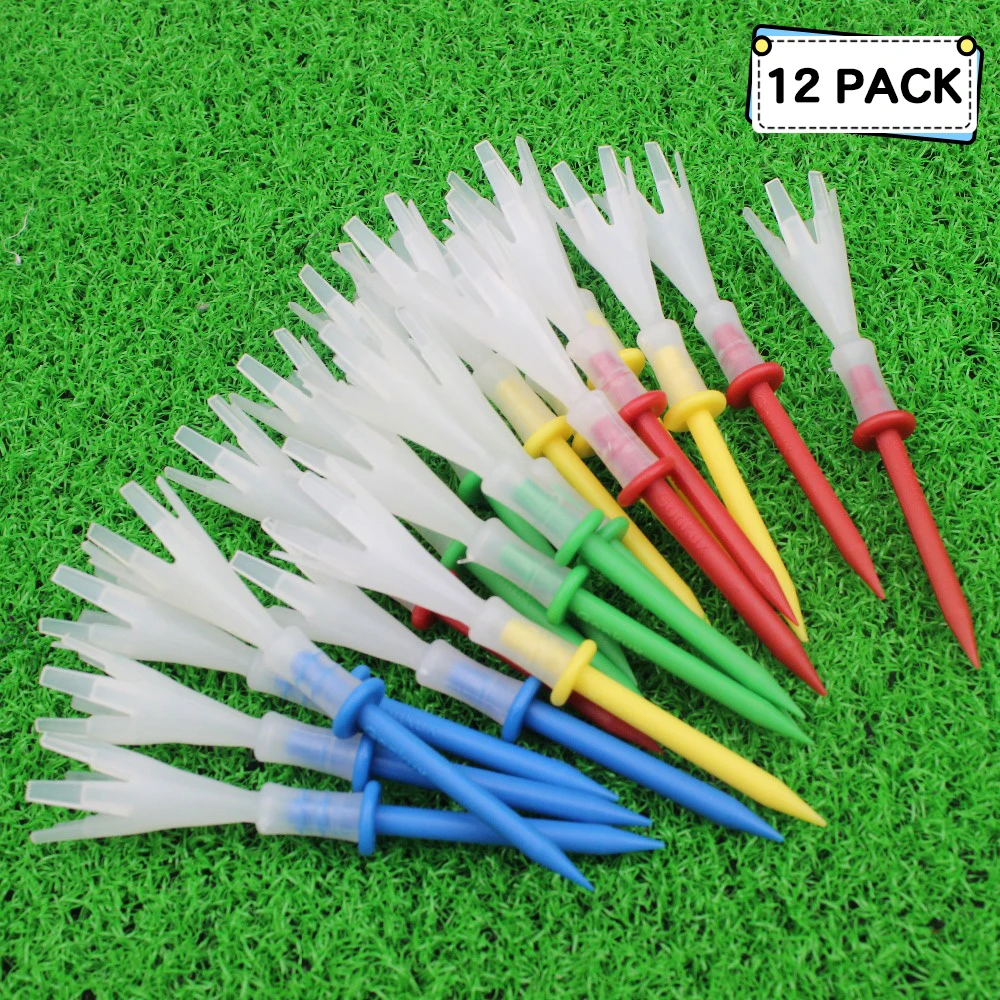 CRESTGOLF Multi Color Plastic Golf Tees 3-1/4 Inches Golf Tees 3.25'' Tee 4 Yards Golf Accessories 12pcs/Lot