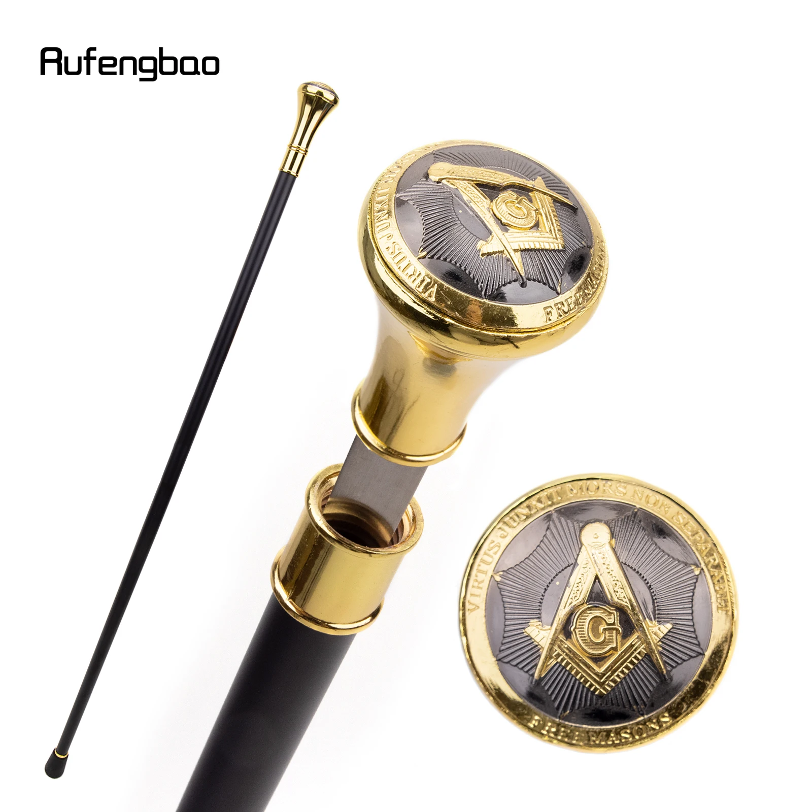 Golden White Freemasonry Walking Cane - VG Totem Relief Gentleman's Walking Stick 92cm