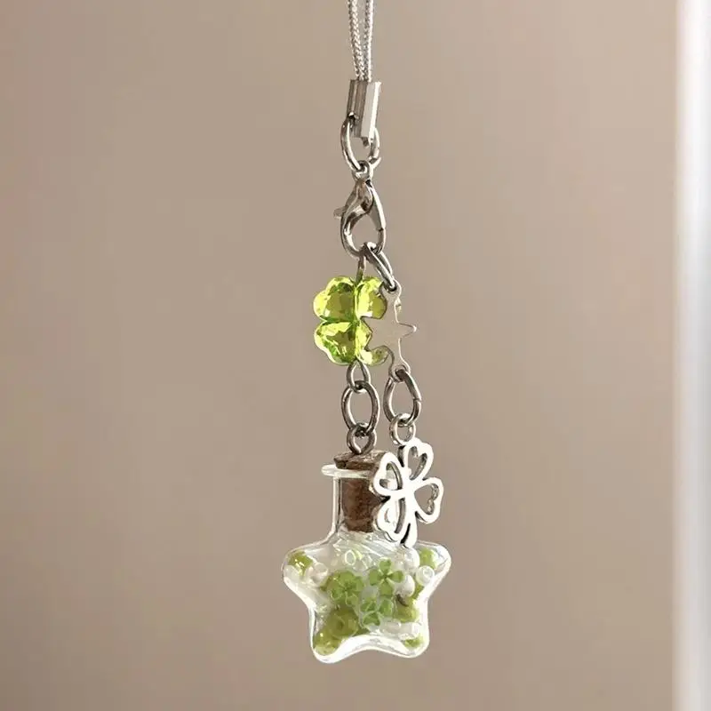 سحر الموضة محظوظ أربع أوراق البرسيم متمنيا زجاجة مطرز قلادة هاتف حلية عصرية الهاتف الخليوي كيرينغ حزام الحبل