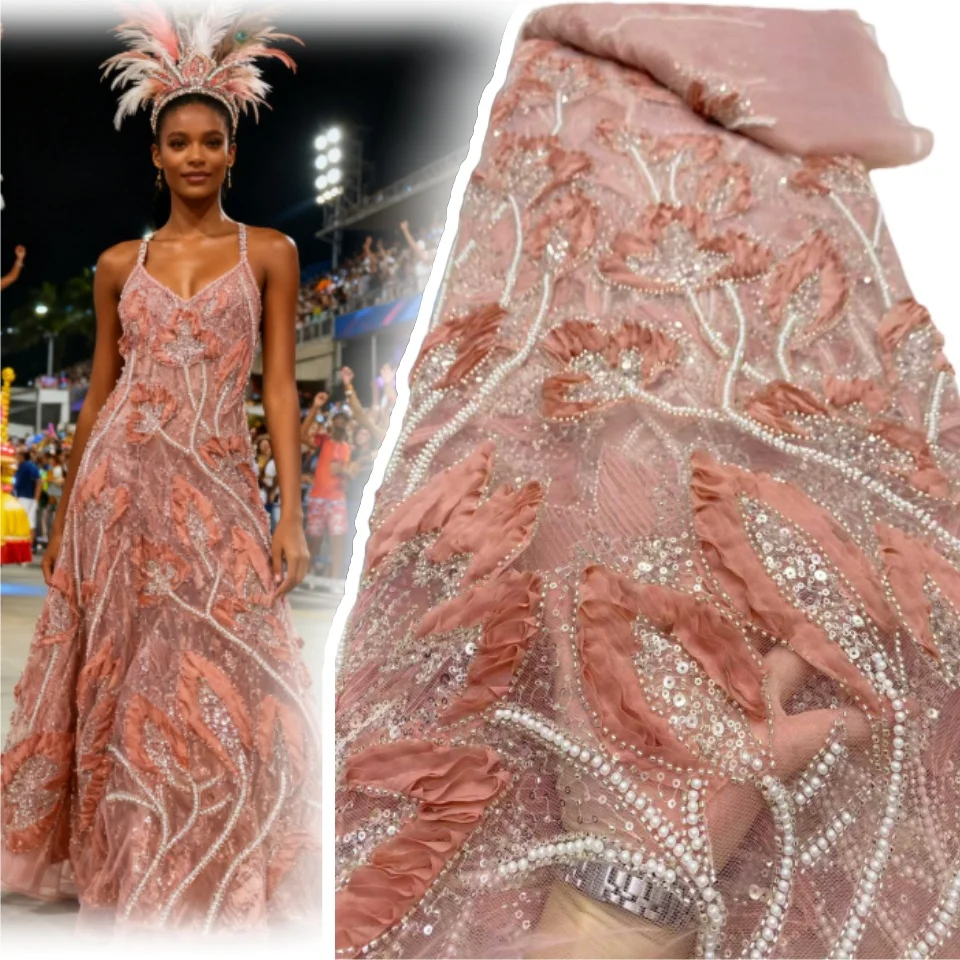 

5 лет африканская кружевная ткань для жениха с блестками, 2026, высококачественная французская нигерийская кружевная ткань с бисером, подходит для шитья свадебного платья 1899