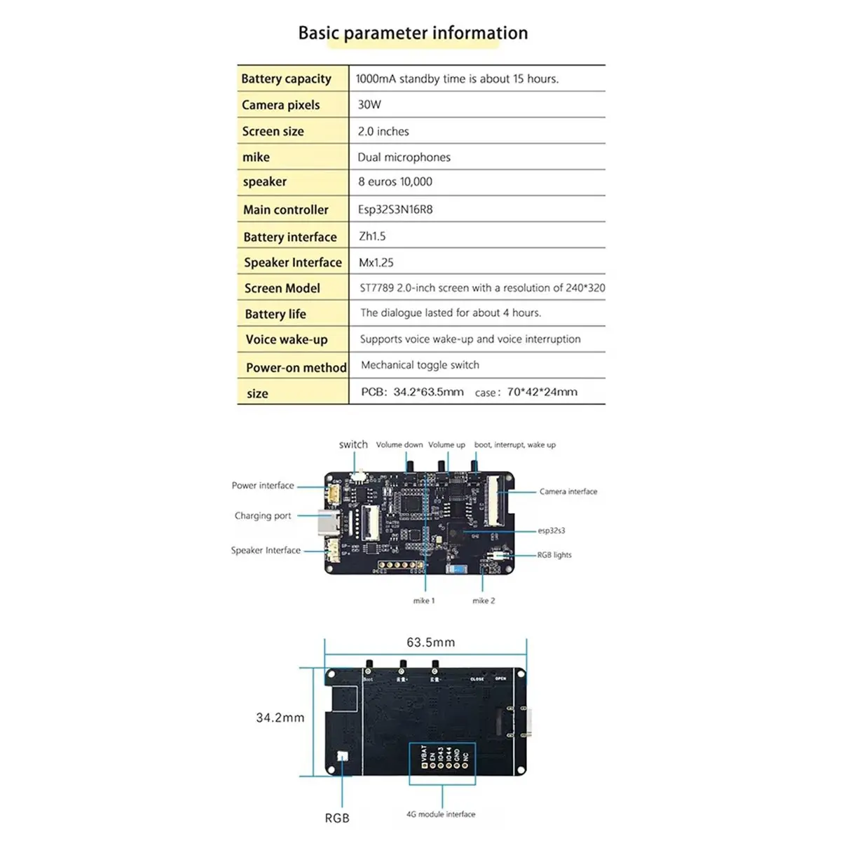 AI Voice Chat Robot ESP32-S3 Development Board with Camera Object Recognition N16R8, AI Voice Control Module