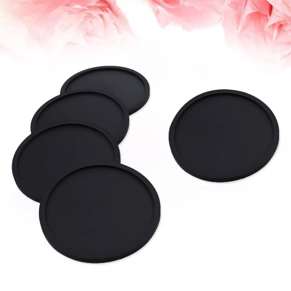 Black Silicone Cup Mat Round 10Cm Thick Non Slip Waterproof Heat Resistant Mug Coaster Bowl Placemat for Table Protection