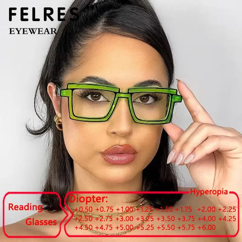 Fashion Comics Reading Glasses Men Women Anti Blue Light Fluorescence Square Eyeglasses Frame Clear Lens Punk Presbyopic Eyewear