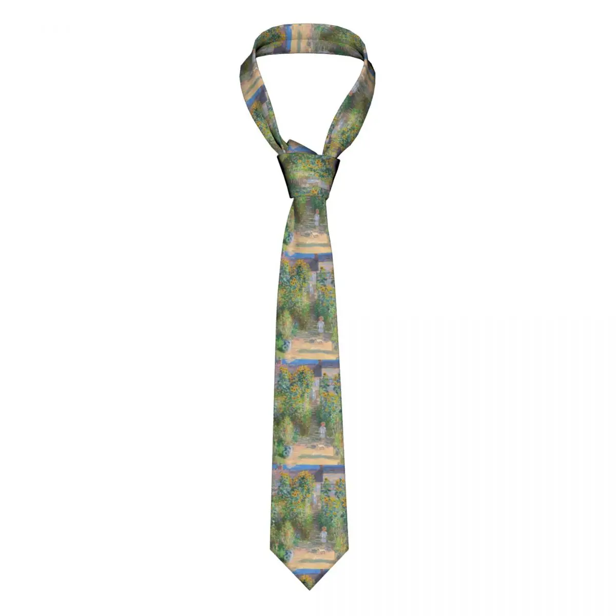 Formal The Artist's Garden At Giverny Neckties for Men Custom Silk Claude Monet Painting Wedding Neck Tie